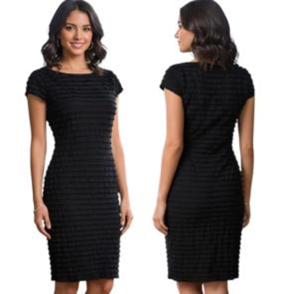 Banana Republic Little Black Layered Ruffle Cap Sleeve Sheath Dress Wedding